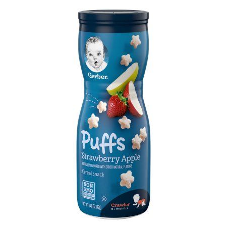 Gerber Puffs Straw/Apple Cereal Snack (6 X 1.48 Oz) 
