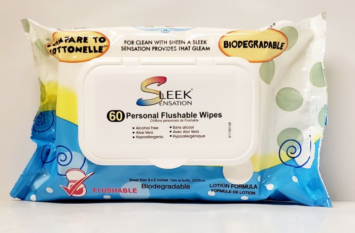 Sleek Wipes Personal Flushable Wipes (24 X 60 Ct) 